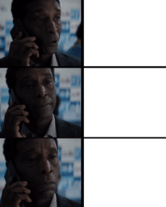 Black man on phone reaction (3 panel) Happy meme template