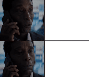 Black man on phone reaction Up meme template