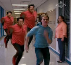 Three Miguels chasing Robby Running meme template