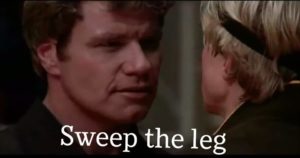Sweep the leg Cheating meme template