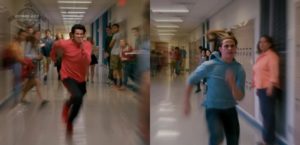 Miguel and Robby running Cobra Kai meme template