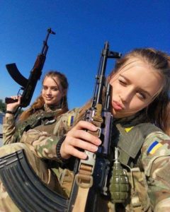 Cute Ukrainian women with guns Selfie meme template