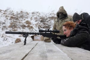 Ukrainian sniper woman Ukraine Pointing search meme template