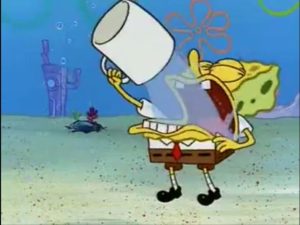 Spongebob drinking water Pouring meme template