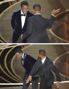 Will Smith slapping Chris Rock (two panel) Reversal meme template